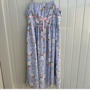 Floral Maxi Dress with Pink Accents